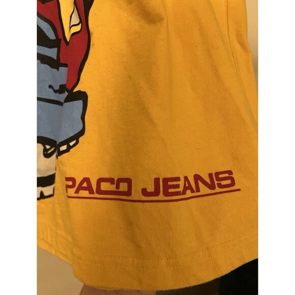 Vintage Paco Jeans Shirt Adult XL Yellow 90s Y2K All Over Print AOP Mens - Picture 11 of 11